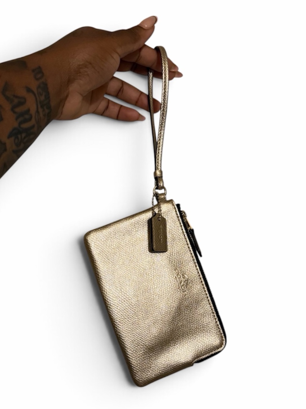 NWOT Coach Gold Metallic Coach Wristlet